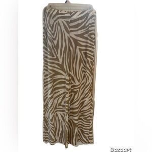 Chico's Travelers Zebra Palazzo Pants Sz Small 4 Tan Slinky Wide Leg Crepe